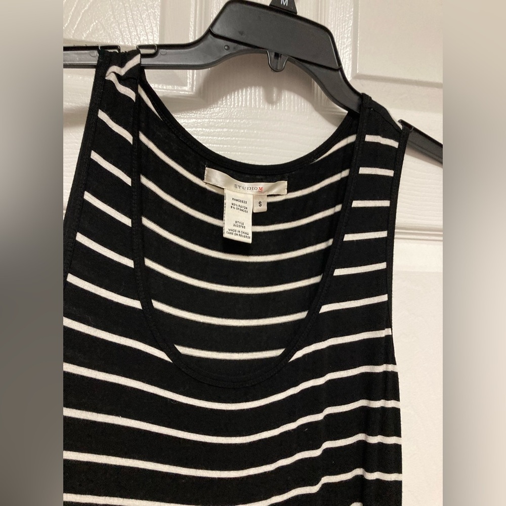 Studio M Black and White Striped Sleeveless Maxi Dress #W - Picture 5 of 7